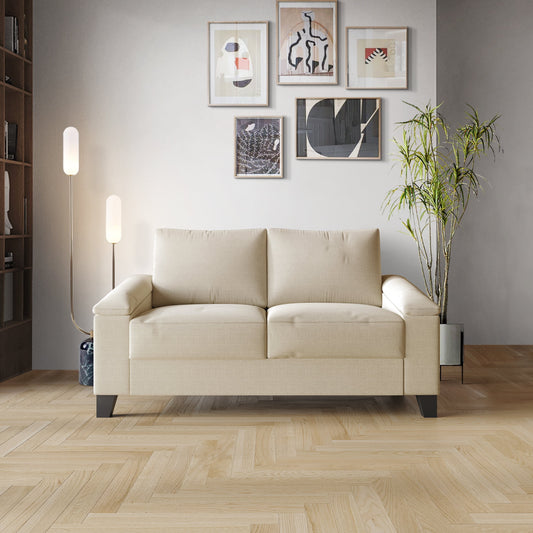 Castle Place Elegance Linen Upholstered Loveseat, Beige