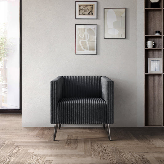 Castle Place Luxurious Corduroy Velvet Upholstered Armchair, Grey