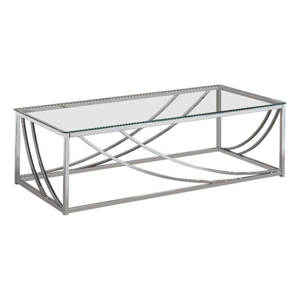 Coaster Contemporary Glass Top Rectangular Coffee Table in Chrome