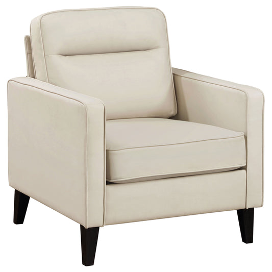 Coaster Jonah Faux Leather Upholstered Track Arm Accent Club Chair Ivory
