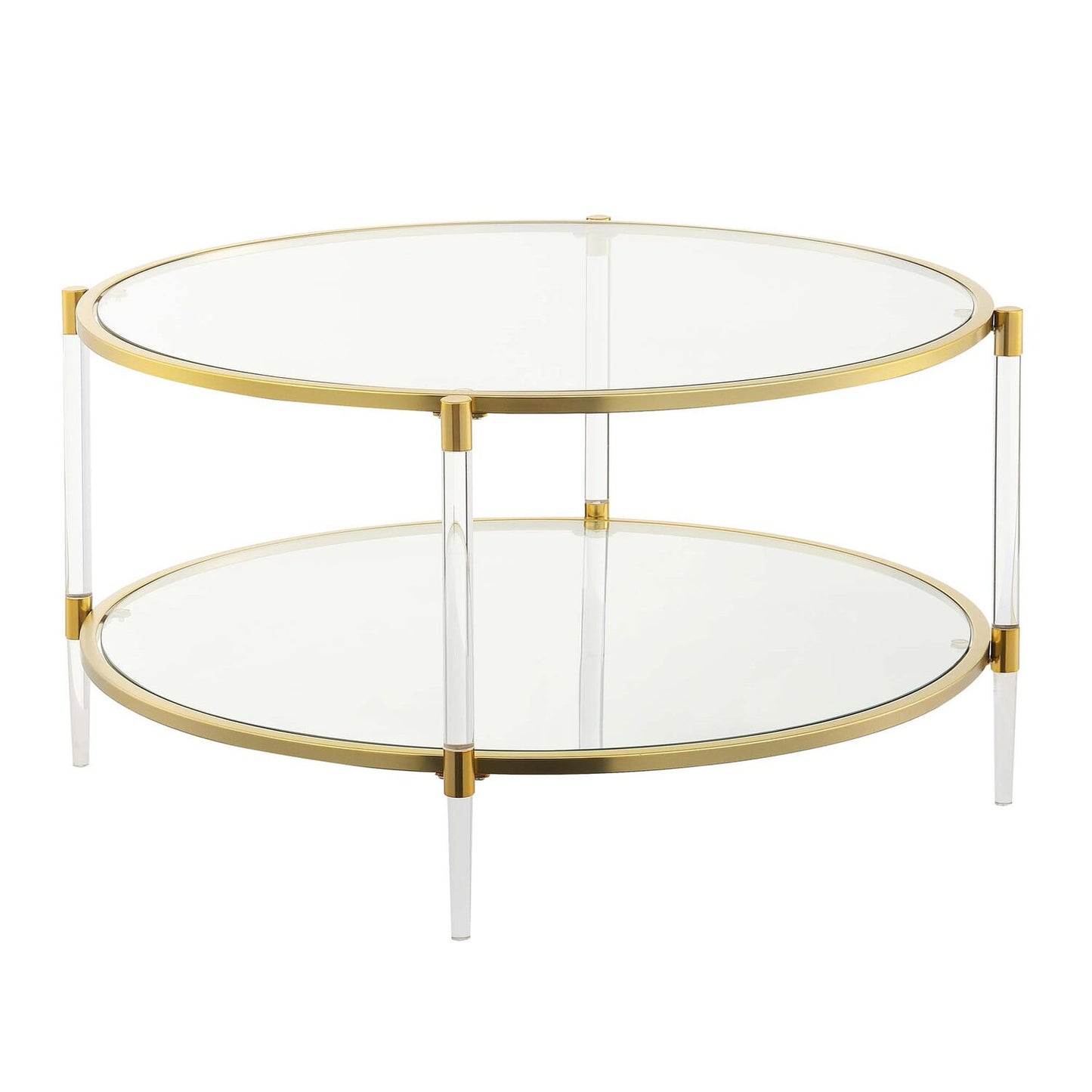 Convenience Concepts Royal Crest Acrylic Glass Coffee Table, Clear/Gold