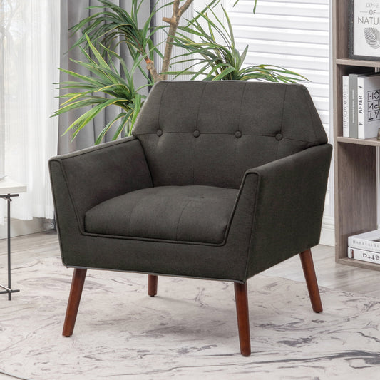 Convenience Concepts Take a Seat Andy Accent Chair, Dark Gray Fabri/Espresso Legs
