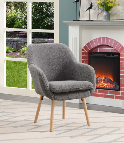 Convenience Concepts Take a Seat Charlotte Wingback Sherpa Accent Armchair, Sherpa Blue