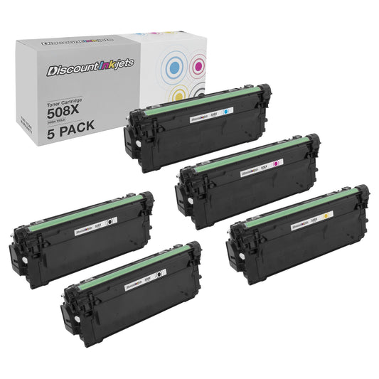 DI 5pk Toner Cartridge Replacement for HP 508X High Yield 2 B, 1 C, M, Y Compatible with HP Color LaserJet Color LaserJet Enterprise Enterprise LaserJet LaserJet Enterprise: M533X, M552dn, M553dh