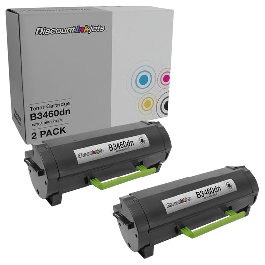 DI Compatible Toner Cartridges for Dell B3460 331-9807 Extra HY (Black 2pk) Compatible with Dell Laser B3460dn