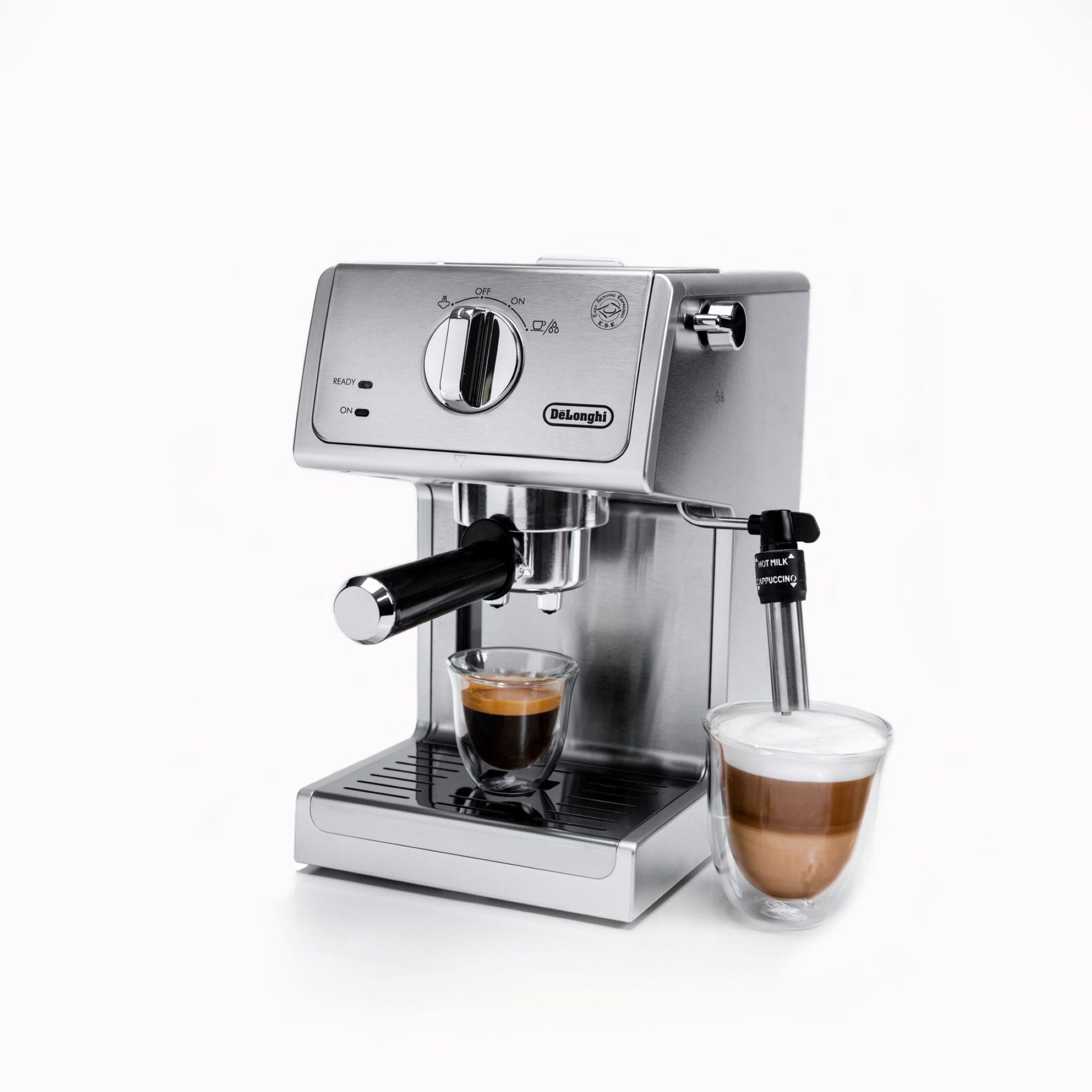 DeLonghi 15 Bar Stainless Steel Espresso and Cappuccino Machine with Premium Adjustable Frother