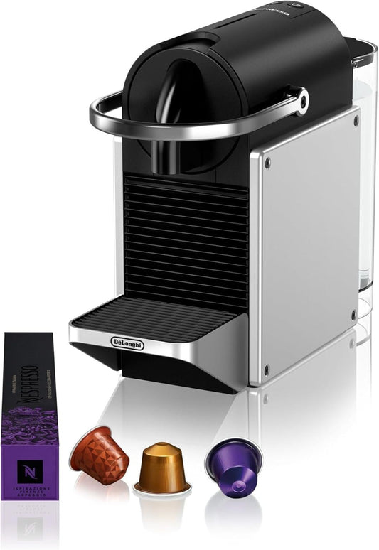De'Longhi JHBP Pixie EN127.S, Fully Automatic Coffee Machine, One-Button Coffee Machine with Multi-Function, Welcome Set Included, Compact Design, 19 Bar Pressure, 1260W, Silver