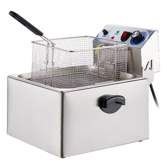 Electric Deep fryer with Basket & Lid Capacity 11L(10QT) Stainless Steel Countertop Fryers for Home Kitchen and Restaurant