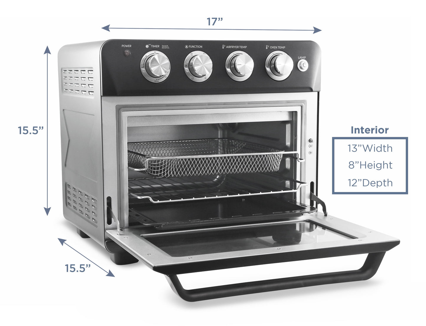 Elite Gourmet Deluxe Air Fryer Oven 25qt, Black - Fast Fry, Bake, Roast, Dehydrate