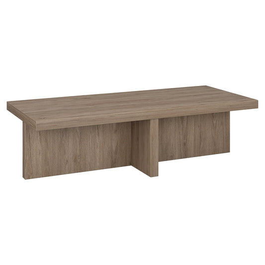 Evelyn&Zoe Elna 54" Wide Rectangular Coffee Table, Antiqued Gray Oak
