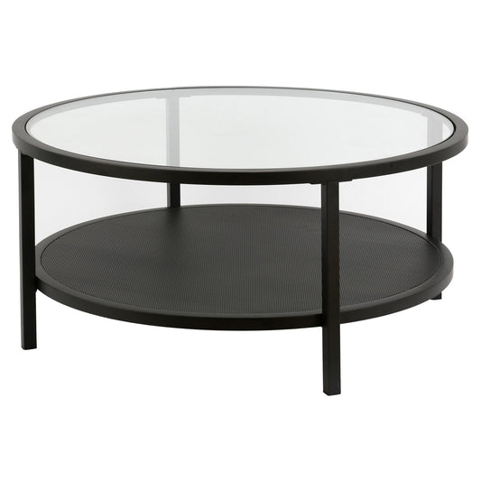Evelyn&Zoe Rigan 36" Wide Round Coffee Table, Blackened Bronze