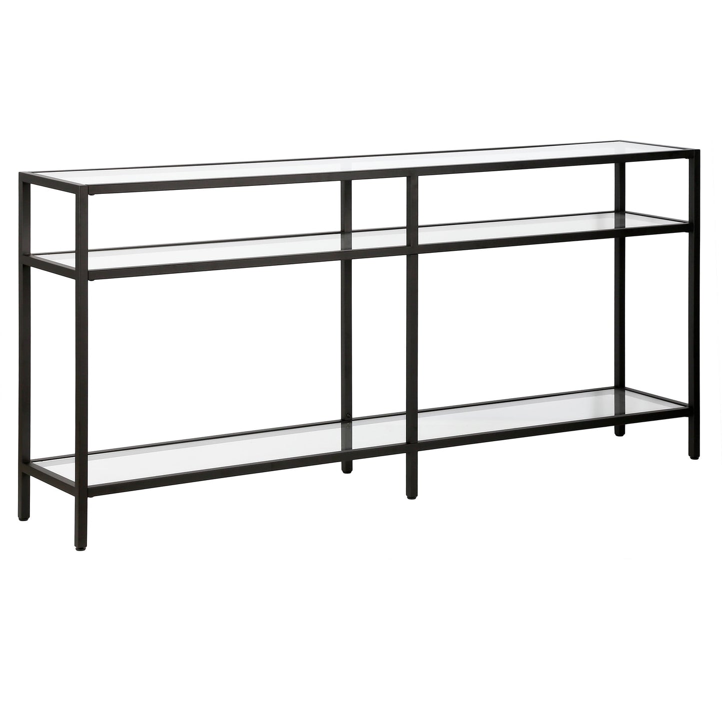 Evelyn&Zoe Sivil 64" Wide Rectangular Console Table, Blackened Bronze