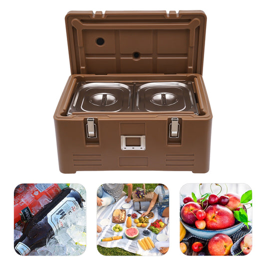 Fichiouy Insulated Food Pan Carrier with Handles for Catering Events Restaurants 31.7Qt Stackable Catering Hot Box 2 Pans