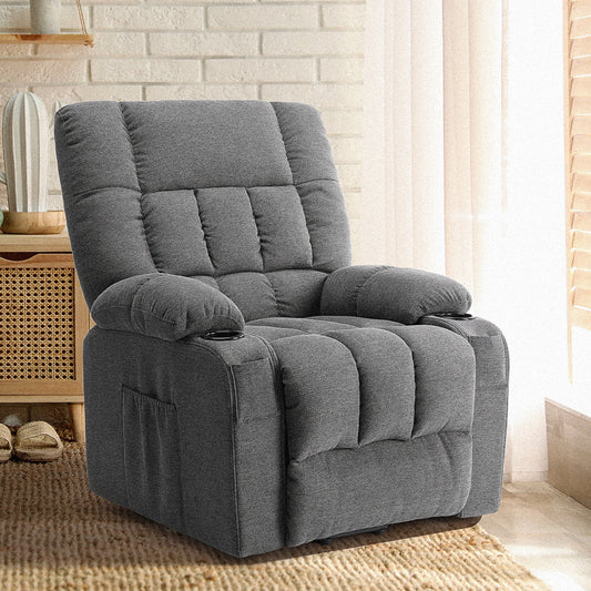 CONCETTA Elderly Recliner with Massage and Heating, Home Theater Recliner Chair with Lumbar Support and Remote Control, For Home Office Living Room, Gray