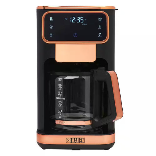 Haden Dual Brew 12 Cup Hot and Ice Digital Brew Coffee Maker, Black/Copper