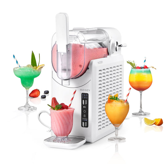 HiCOZY F1 Slushie Machine, Professional Frozen Drink Maker, 72 oz Slushy Machine for Home, No Ice Needed, Self-Cleaning, 5 Presets for Milkshakes, Cocktail, Frappés, and More, White
