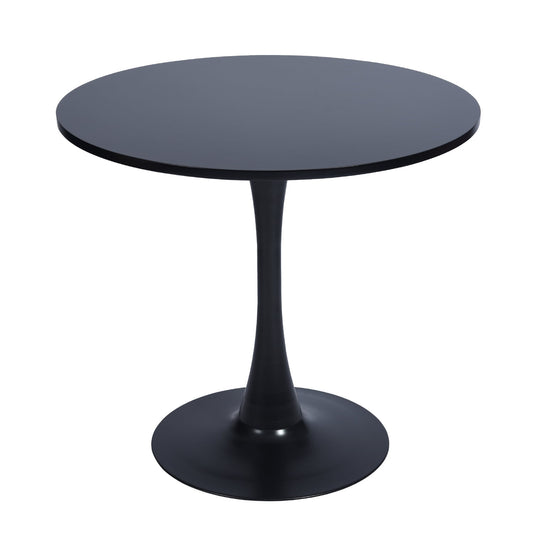 Homy Casa 31.5" Round Coffee Table with Pedestal Base, Modern Accent Table for Living Room, Black
