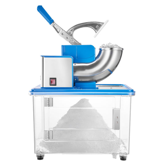 KFFKFF Commercial Ice Crusher 661LBS/H, 350W Electric Snow Cone Machine with 4 Blades, 2000RPM Stainless Steel Shaved Ice Maker with 11 Gal Ice Storage, Ideal for Homes, Restaurants, and Bars, Blue