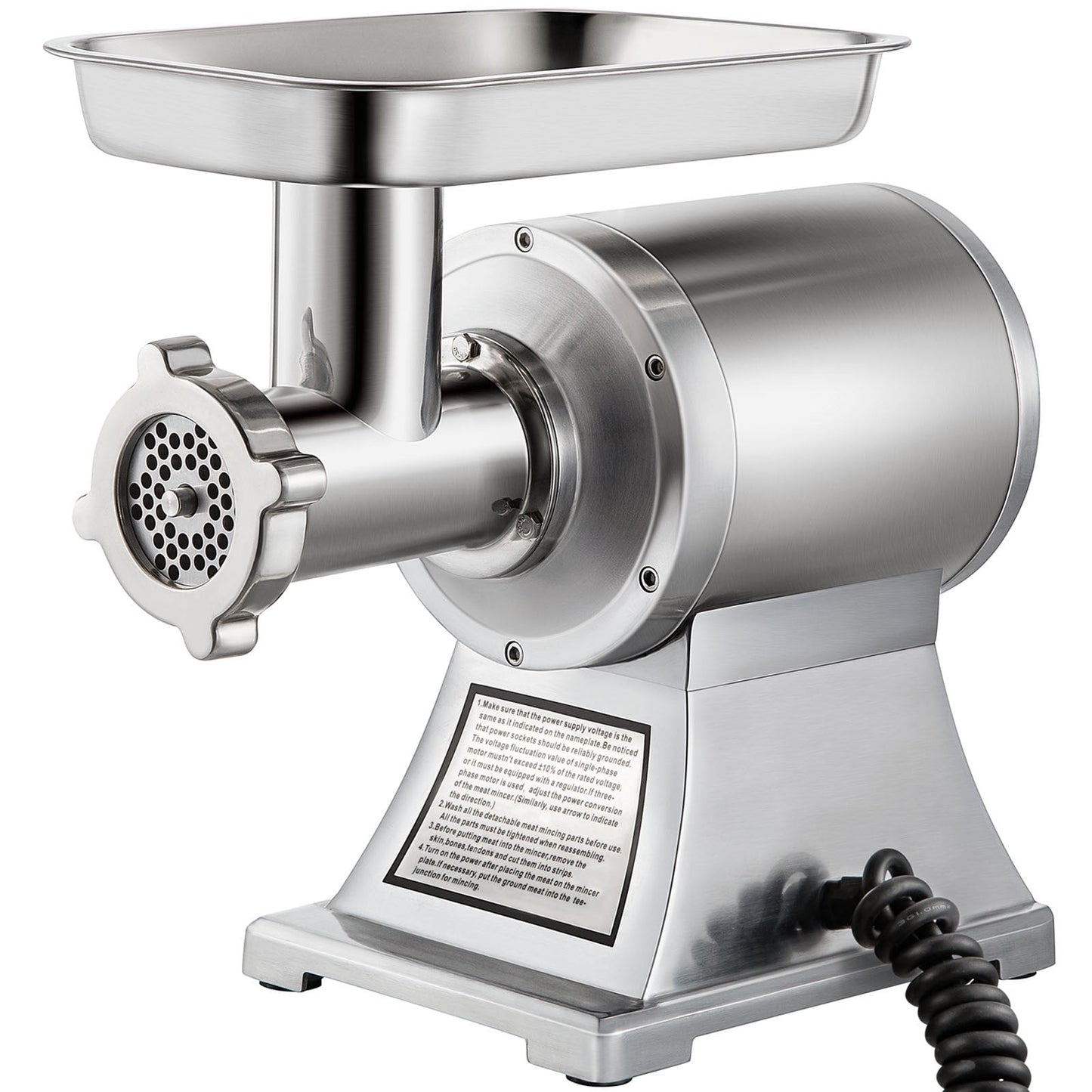 KFFKFF Commercial Meat Grinder 550Lbs/Hour 1100W Electric Sausage Stuffer Stainless Steel 220 RPM 1.5HP for Industrial and Home Use, 550LB, Sliver
