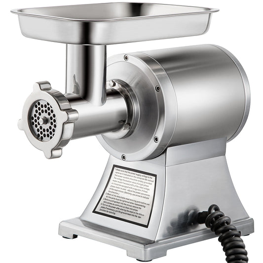 KFFKFF Commercial Meat Grinder 550Lbs/Hour 1100W Electric Sausage Stuffer Stainless Steel 220 RPM 1.5HP for Industrial and Home Use, 550LB, Sliver