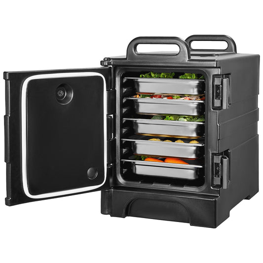 KFFKFF Food Pan Insulator, 81 Qt Catering Hot Container, Food Transport Box with Dual Clasps, Front-Access Warming Unit with Grips, Stackable Rear Loader for Dining Establishments, Cafeteria