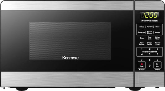 Kenmore KMCMWP11S2-10 Countertop Microwave 6 Auto-Preset Menus, Child Lock, Defrost & Express Cooking Features, 1.1 Cu Ft, Stainless Steel 1000W