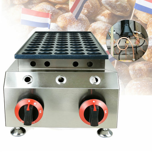 LPG Gas Poffertjes Maker 50 Holes Mini Dutch Pancakes Maker Machine Non-stick For Families, Fast Food Stores, Cafeterias, Bakeriesm