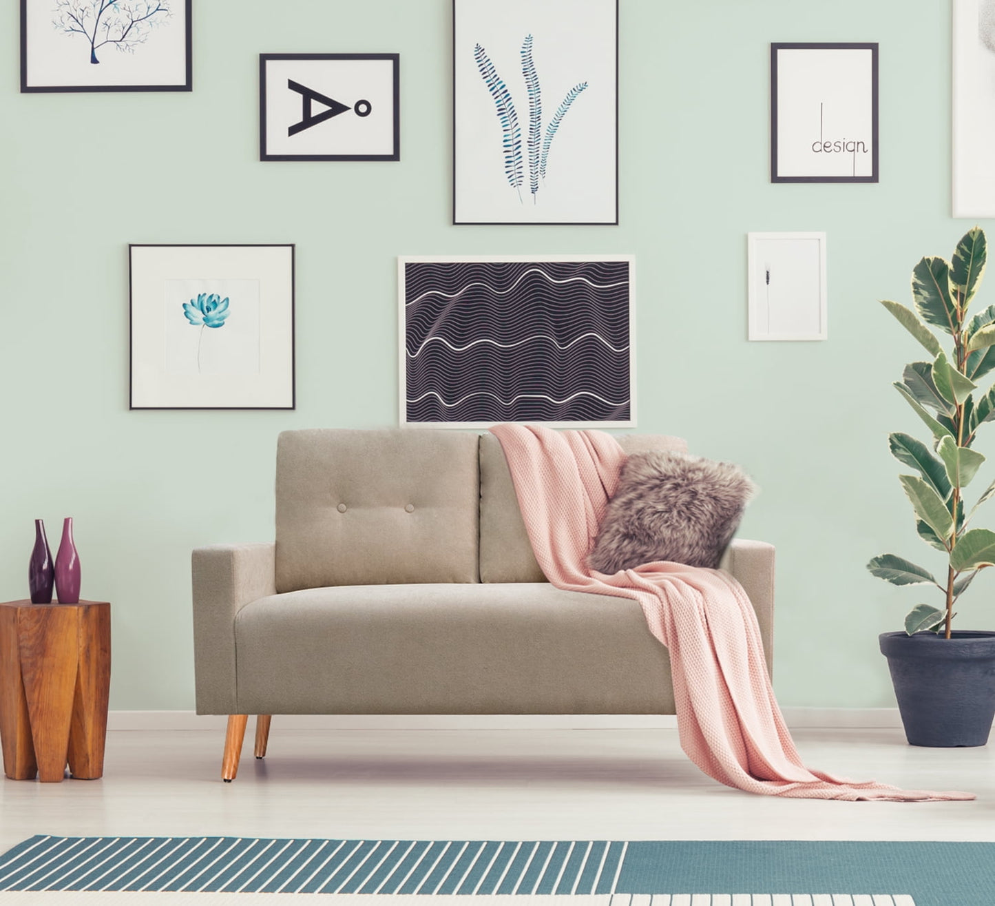 Lacoo Mid-Century Loveseat Sleeper Button Tufted 2 Seater Sofa, Blue