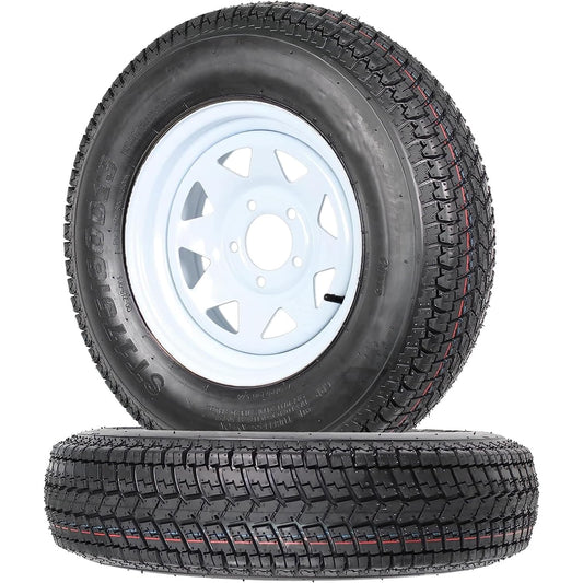 Ladcaser 2 Pack Trailer Tire with 13" Rims ST175/80D13 175 80D13, 5 Lug on 4.5", 6PR, Load Range C