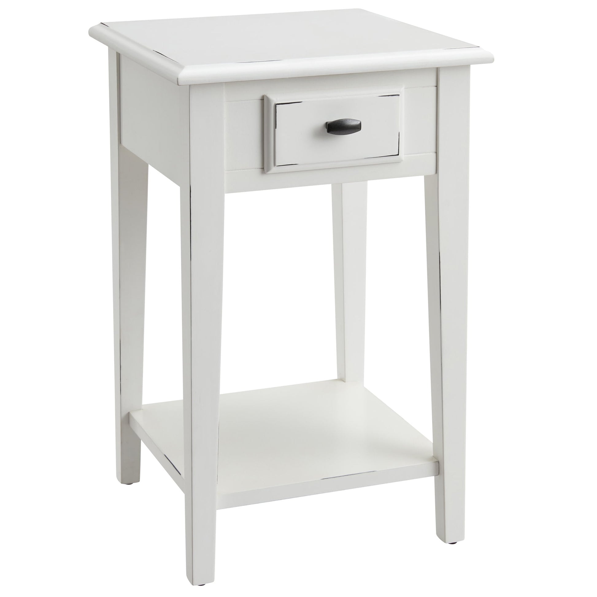 Leick Home Haven Ridge Wood Square 1-Drawer End Table with Shelf, Farmhouse White