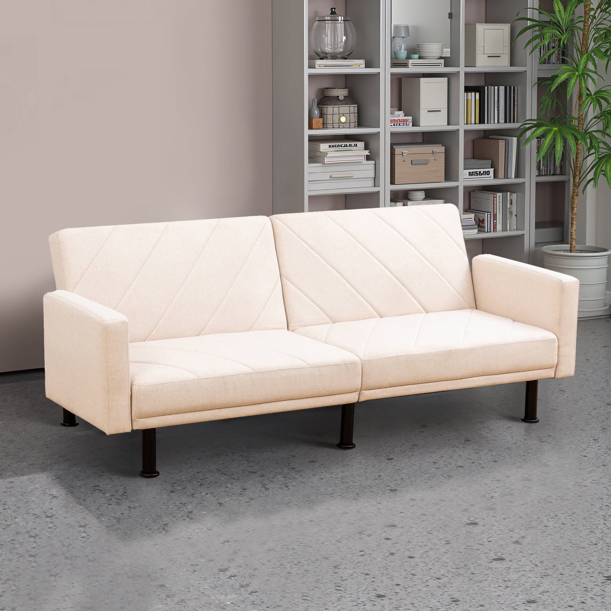 MAYEERTY Beige Linen Living Room Sofabed