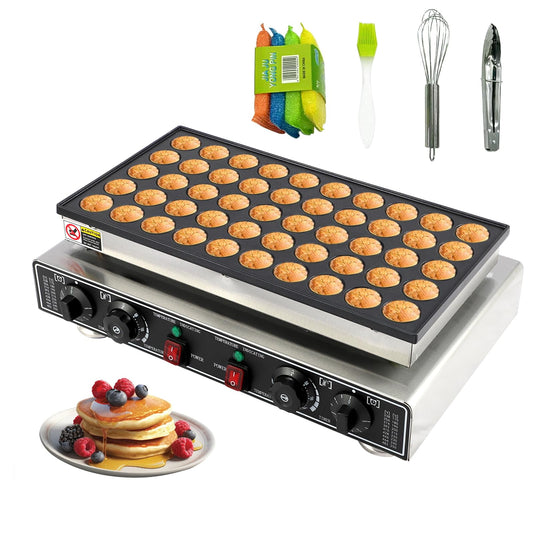 Maritcute ?50PCS Mini Pancakes Maker Machine,110V Mini Dutch Pancake Baker,1800W Commercial Electric Nonstick Waffle Maker Machine,Withthermostats & Timers,For Home Restaurants