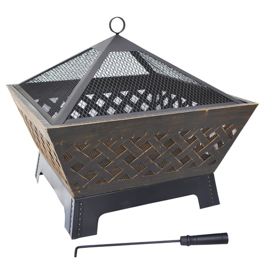 Metal Square Firepit, 26.5-inch