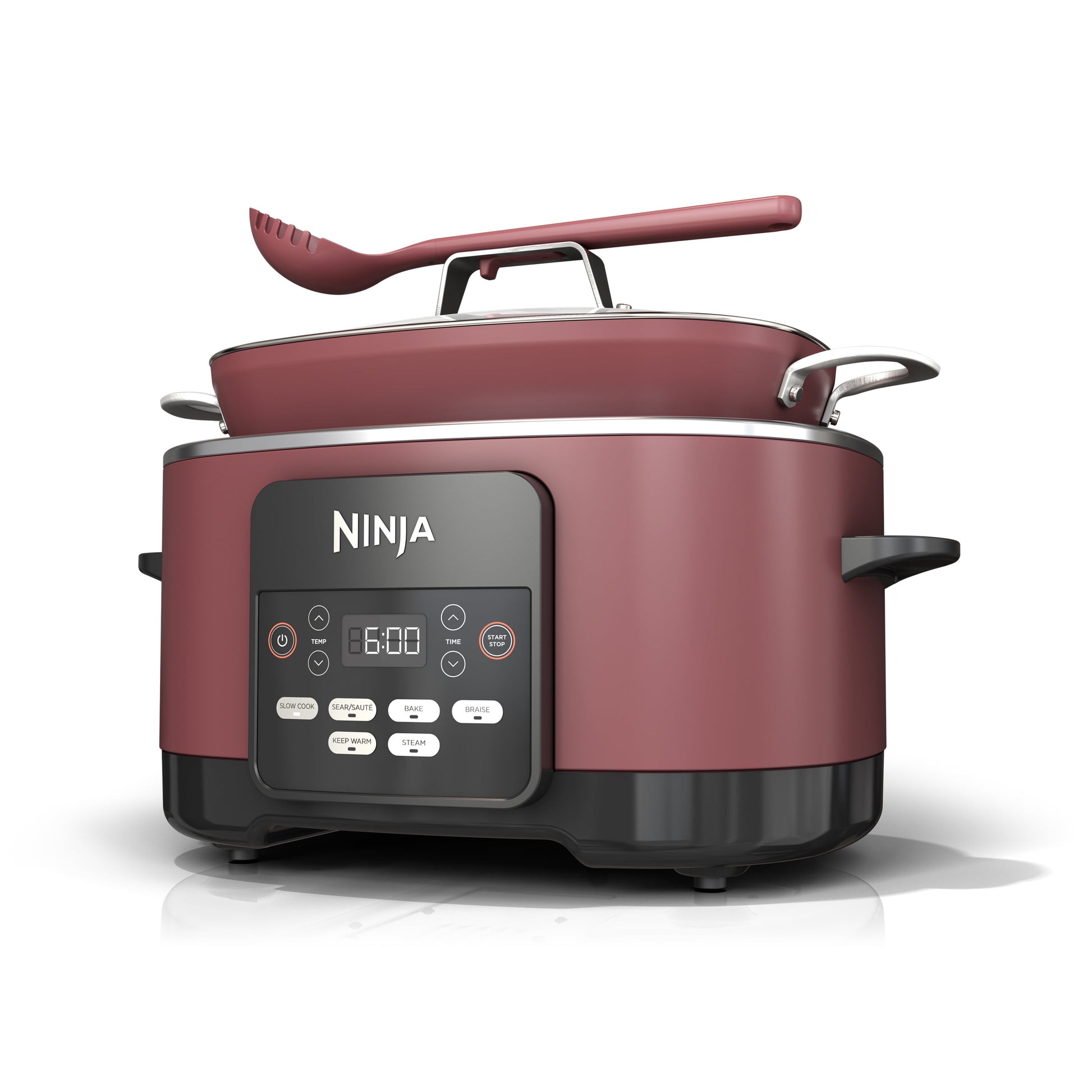 Ninja Foodi Possible Cooker, 8.5 Quart, 6-in-1 Multi-Cooker, Slow Cooker, Steamer, Glass Lid Integrated Cooking Utensil, Nonstick, Oven Safe Pot to 500°F, Cherry Tarte, MC1000WM