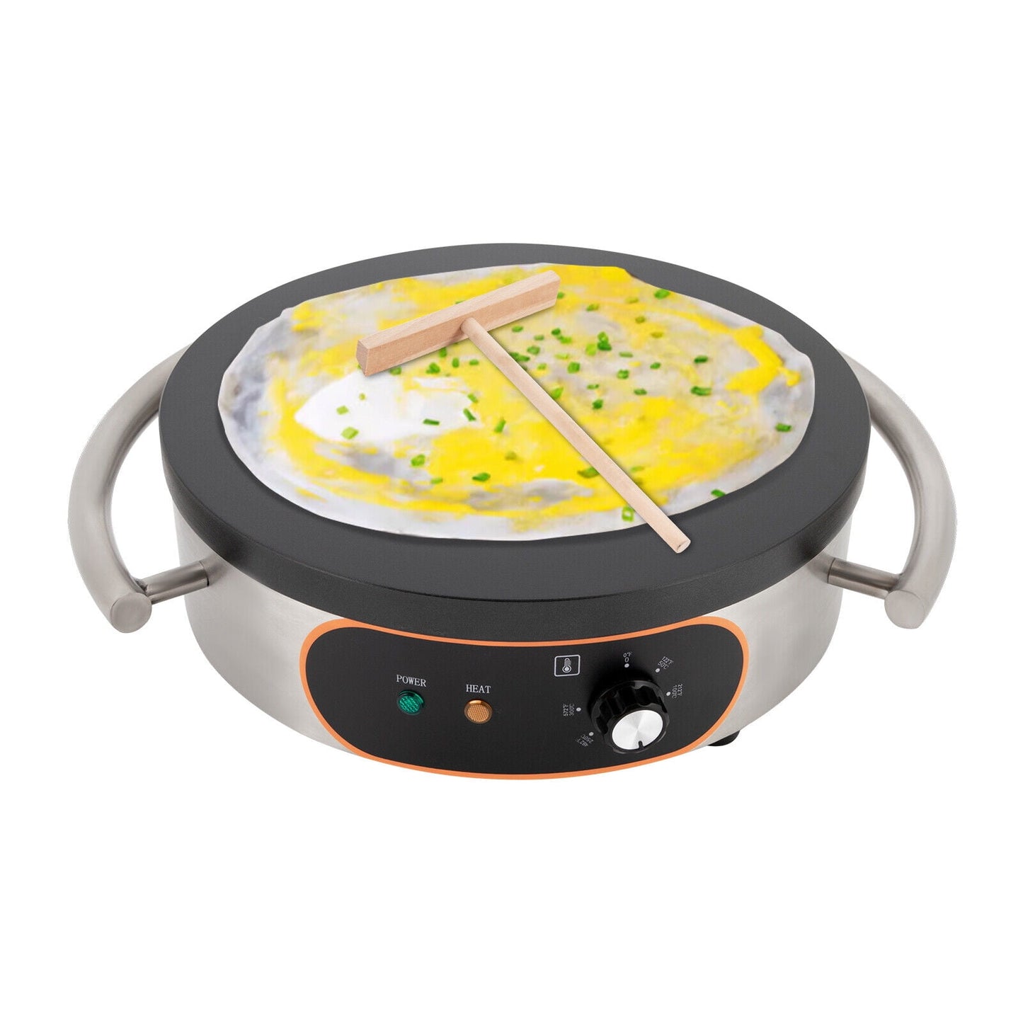 Non-Stick 1500W Pan Crepe Maker, Electric Pancake Machine Crepe Pan Single Hotplate Adjustable Temperature 50℃-300℃