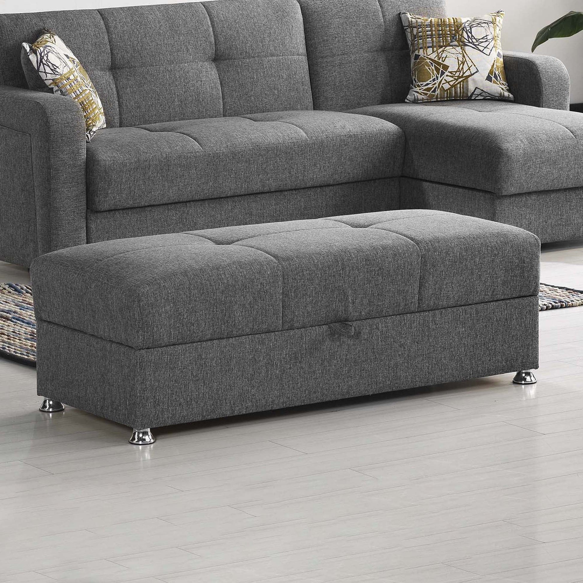 Ottomanson Symphony Upholstered Storage Ottoman, Gray