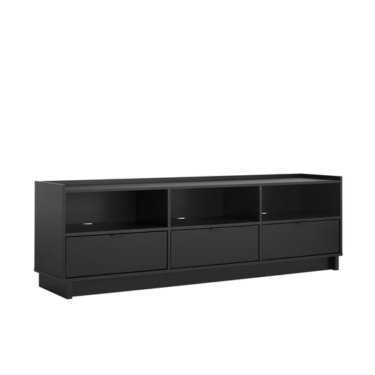 Prepac Simply Modern TV Stand, Black Storage Cabinet with Shelves, Living Room Storage Cabinet 70.25" W x 22" H x 16" D, BCTR-1821-1