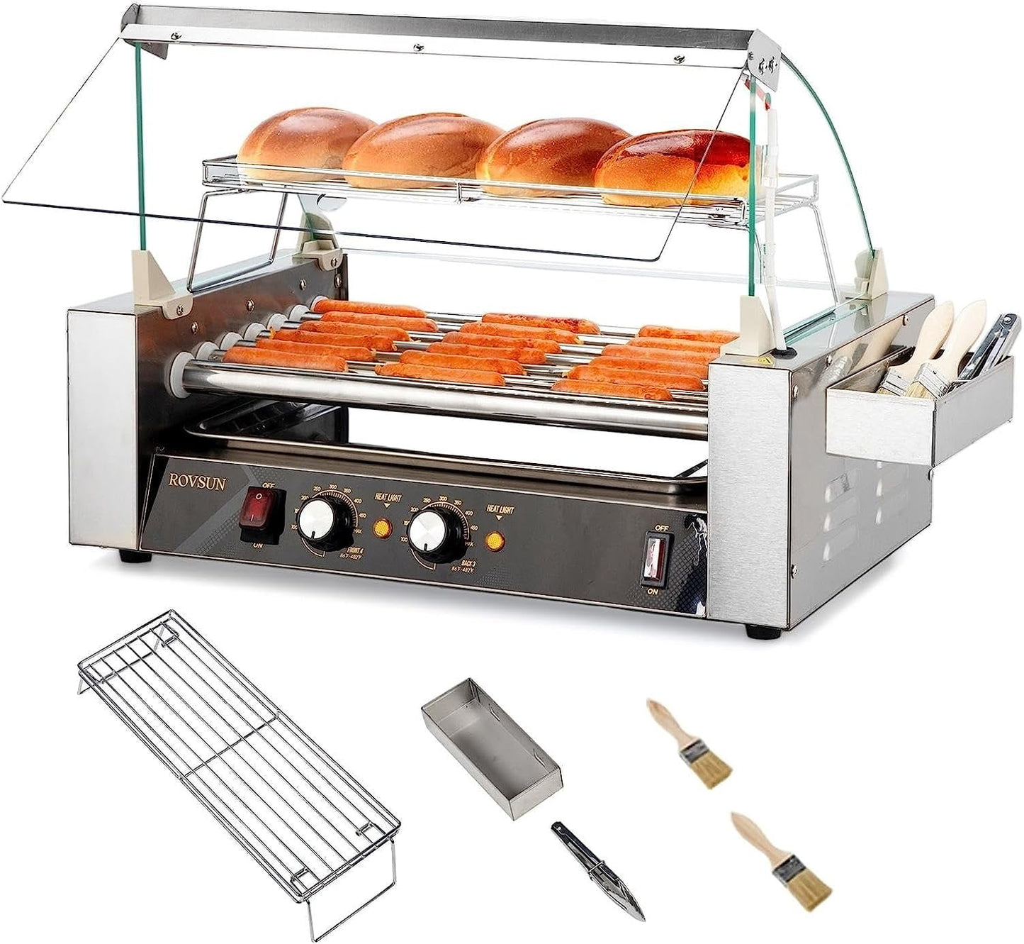 ROVSUN 1050 W 18 Hot Dog Capacity Commercial Hot Dog Roller Grill