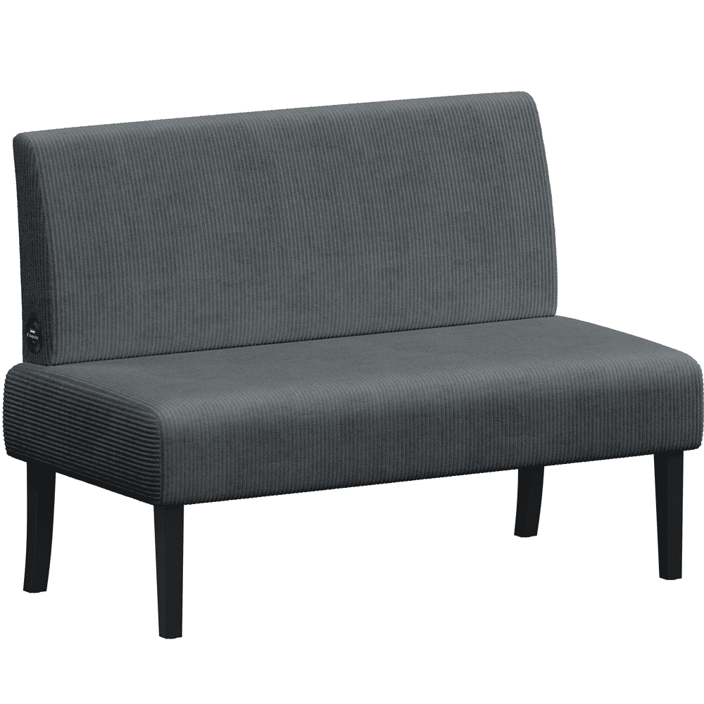 Renwick Corduroy Armless Loveseat with Strong Rubberwood Legs & USB Ports for Small Spaces, Dark Gray