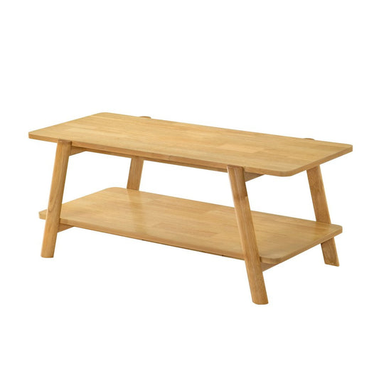 Roundhill Furniture Metz Mid-Century Modern Wood Shelf Coffee Table, Natural Oak Finish