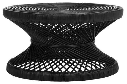 SAFAVIEH Grimson Round Large Bowed Wicker Coffee Table, Black