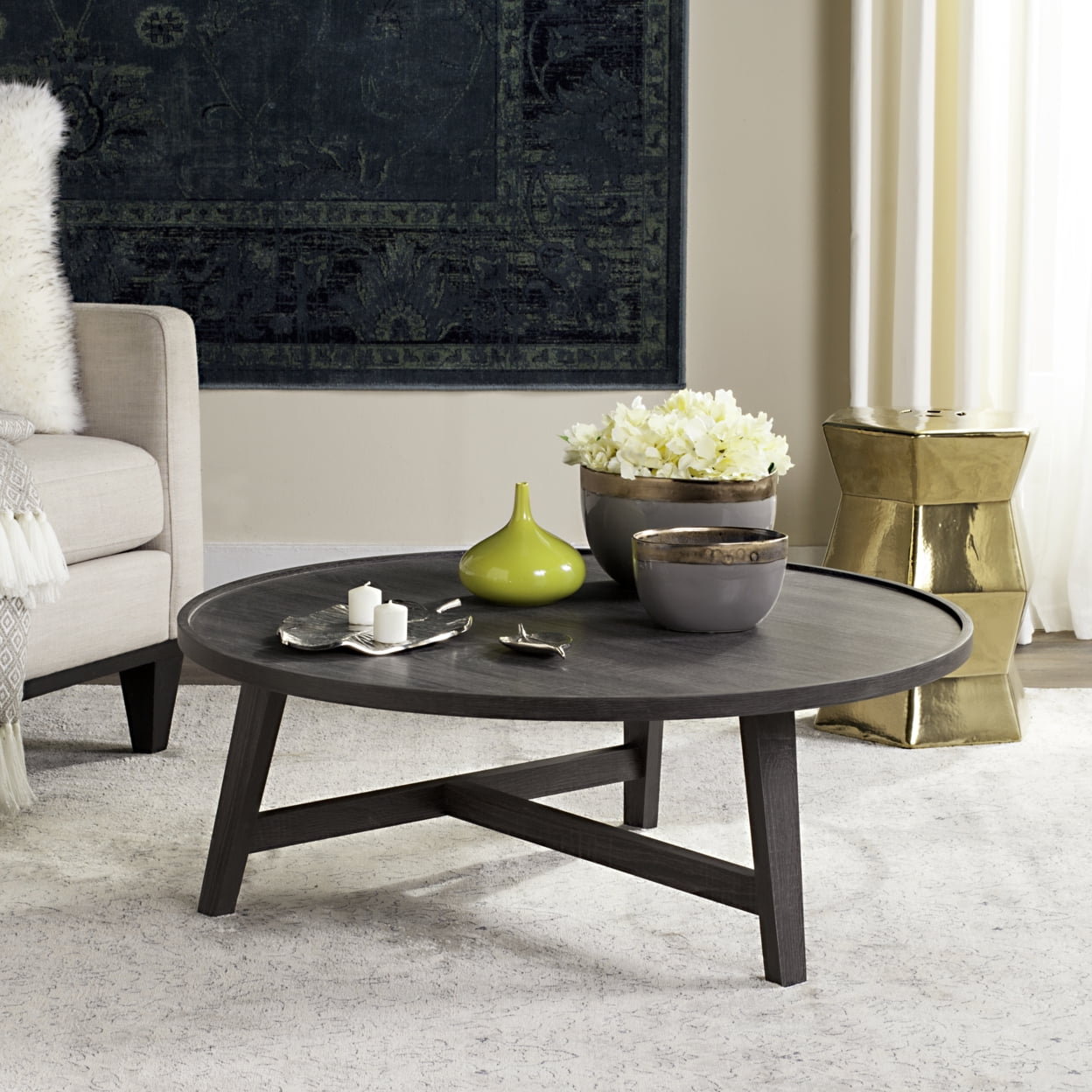 SAFAVIEH Malone Retro Mid-Century Wood Coffee Table, Dark Grey