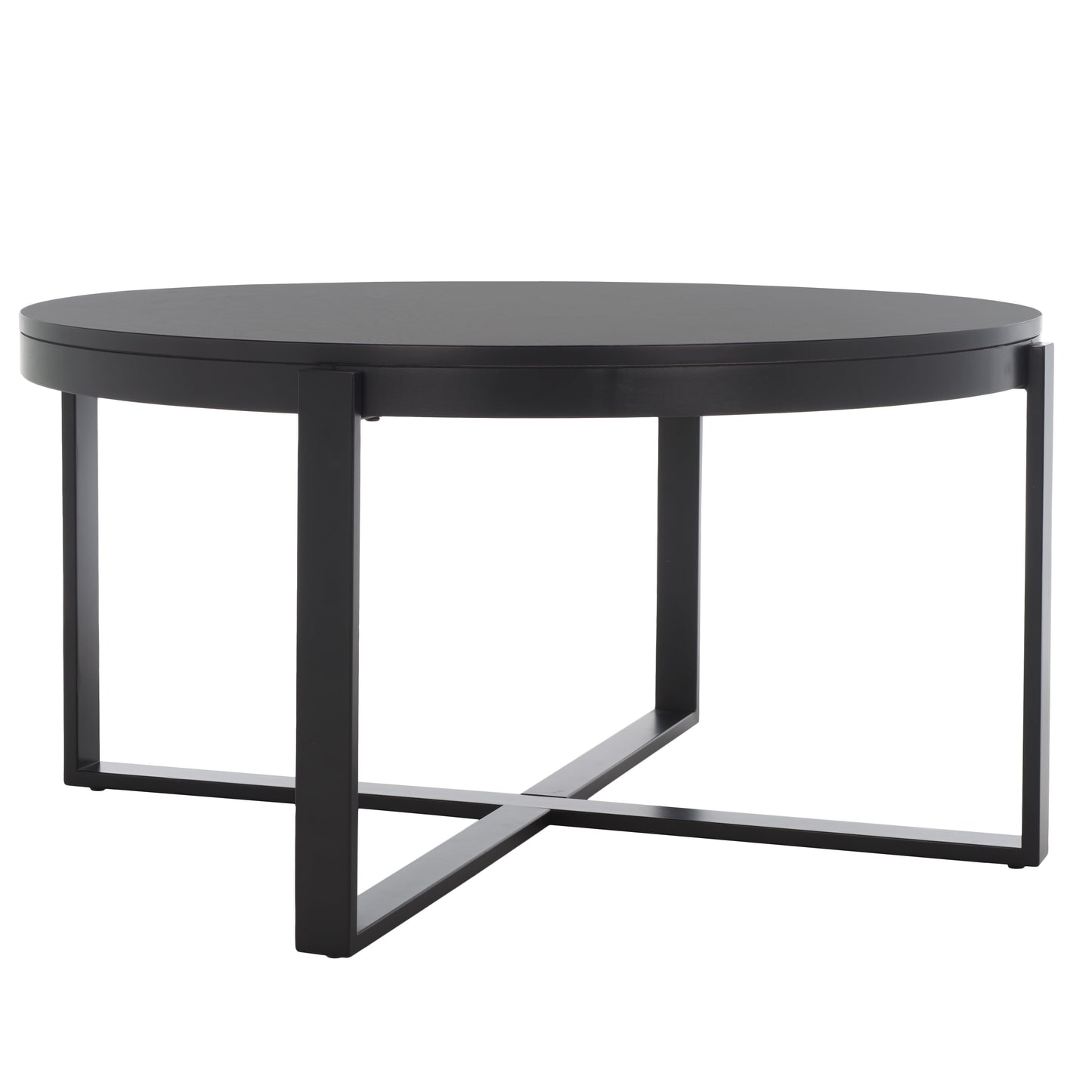 SAFAVIEH Navya Round Coffee Table, Black Top/Gold Legs