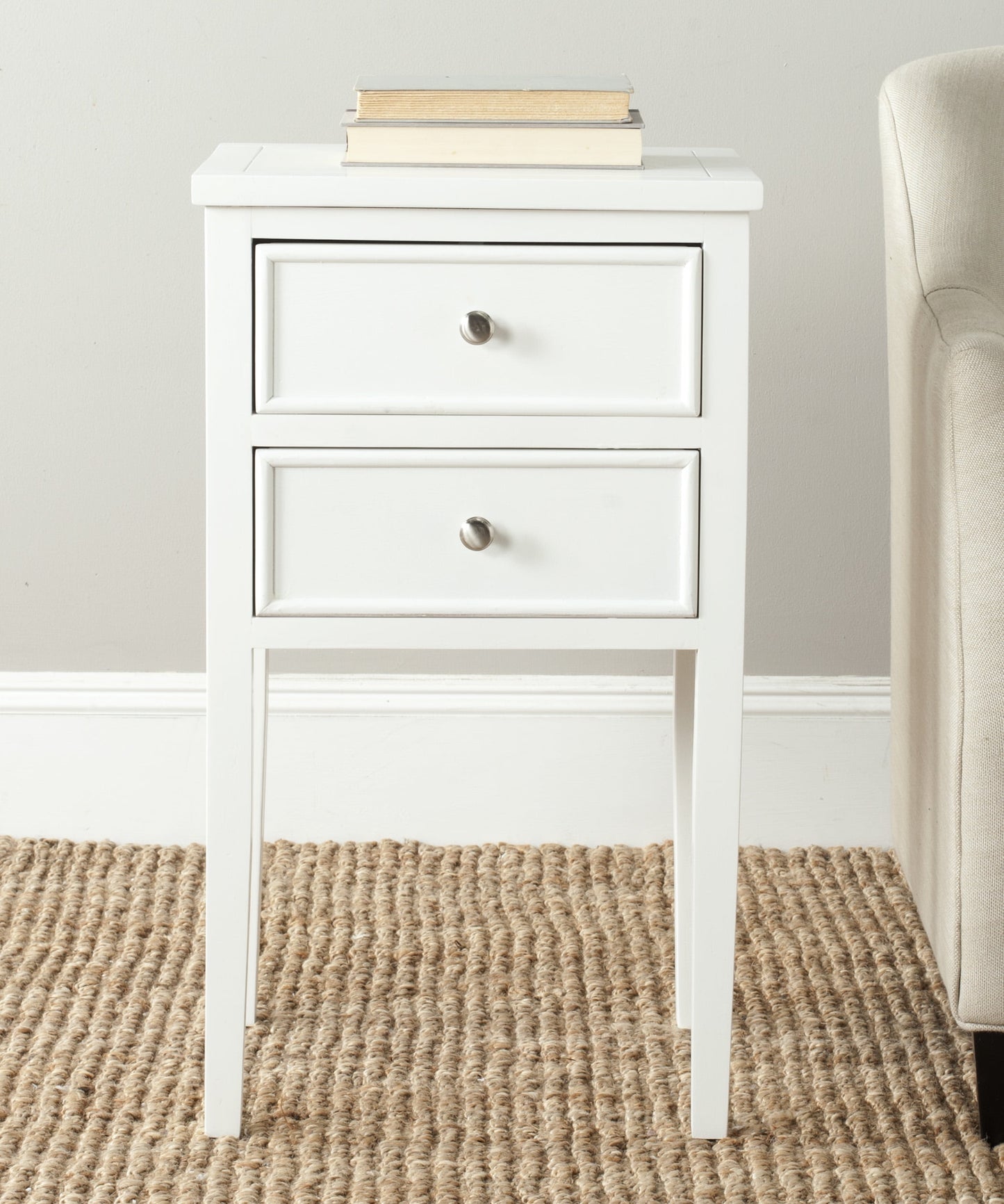 SAFAVIEH Toby Nautical Rustic Nightstand with 2 Storage Drawers, Shady White