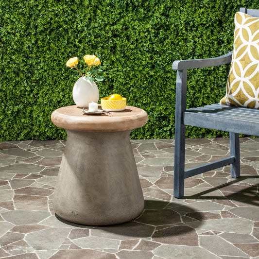 Safavieh Button 18.1" Modern Concrete Indoor/Outdoor Accent Table in Dark Gray