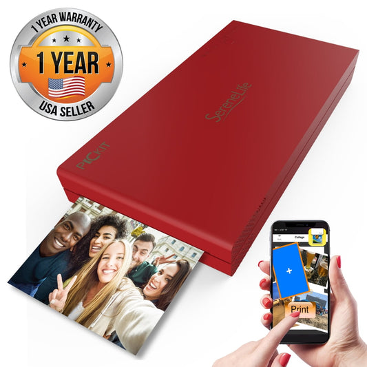 SereneLife PICKIT21RD - Portable Instant Photo Printer - Wireless Picture Printing for iPhone or Android Smartphone Camera