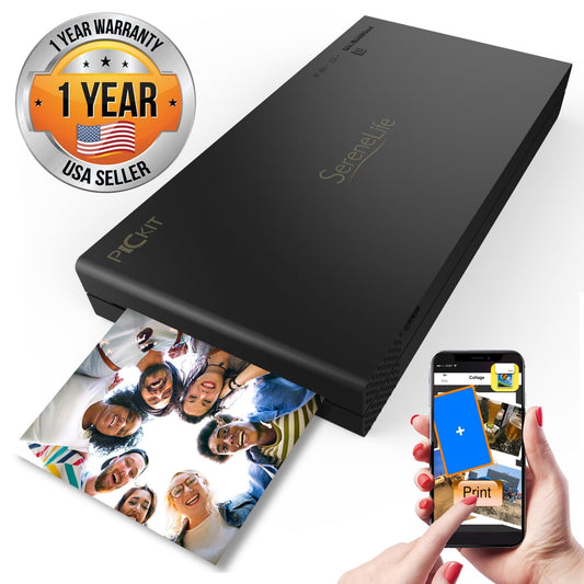 SereneLife PICKIT22BK - Portable Instant Photo Printer - Wireless Picture Printing for iPhone or Android Smartphone Camera