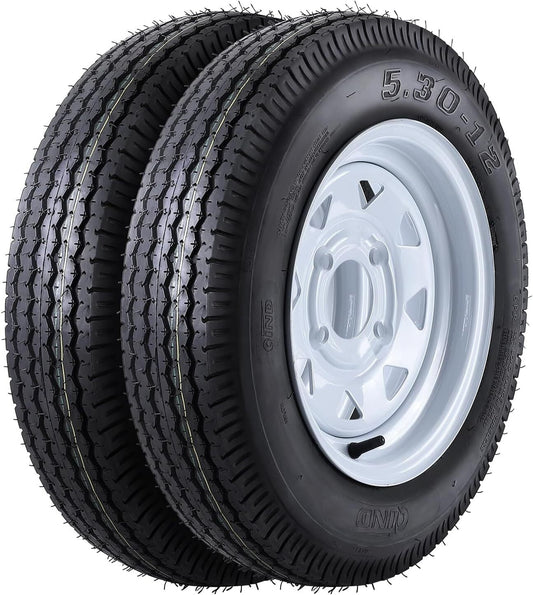 Soonbuy Set of 2 Trailer Tires, 5.30-12, 6PR, With 12" Rim