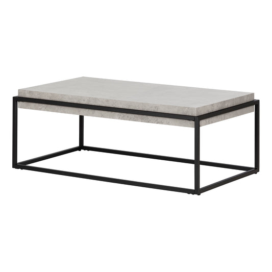 South Shore Mezzy 44" Coffee Table in Concrete Gray and Black