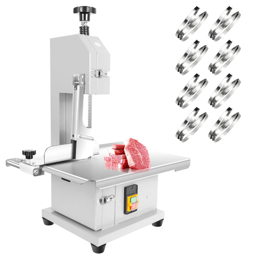 Stainless Steel Electric Bone Saw Machine, 1500W Meat Bandsaw with 0.04"-4" Thickness & 0.04"-8" Height, Frozen Meat Cutter, Meat Cutting Machine for Lamb, Chicken, Pork, Beef